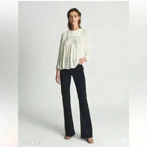 New Reiss Marcia Ladder Sheer Interest White Blouse Size 4 - Picture 4 of 13
